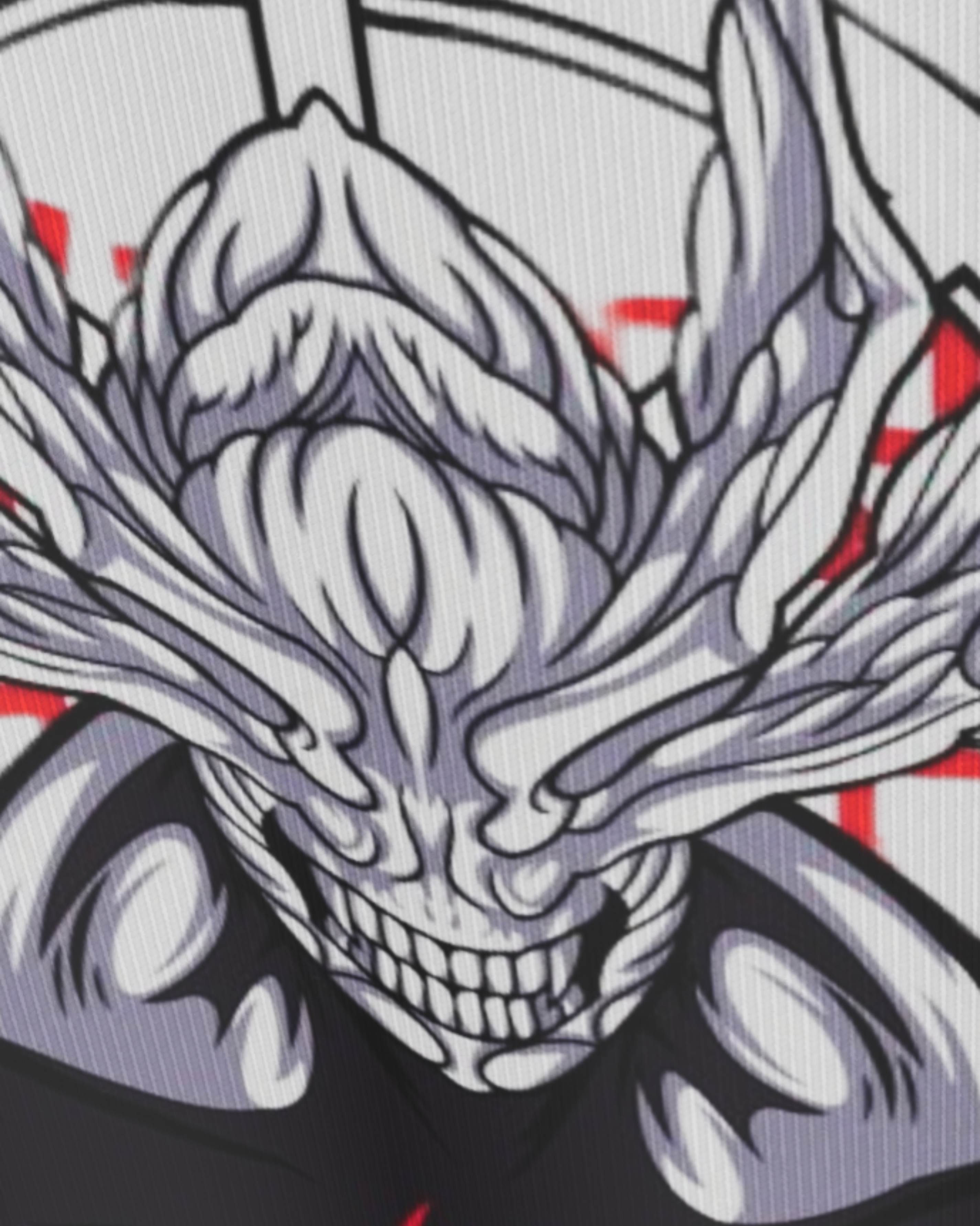 Back view of charcoal oversized T-shirt with Jujutsu Kaisen branding on the upper neck.