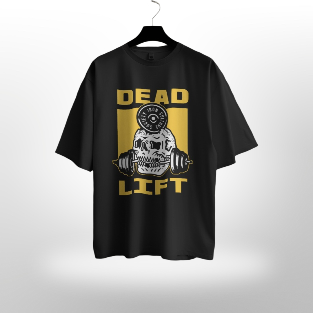 Dead Lift Skull Gym Motivation Oversized T-Shirt (Unisex)