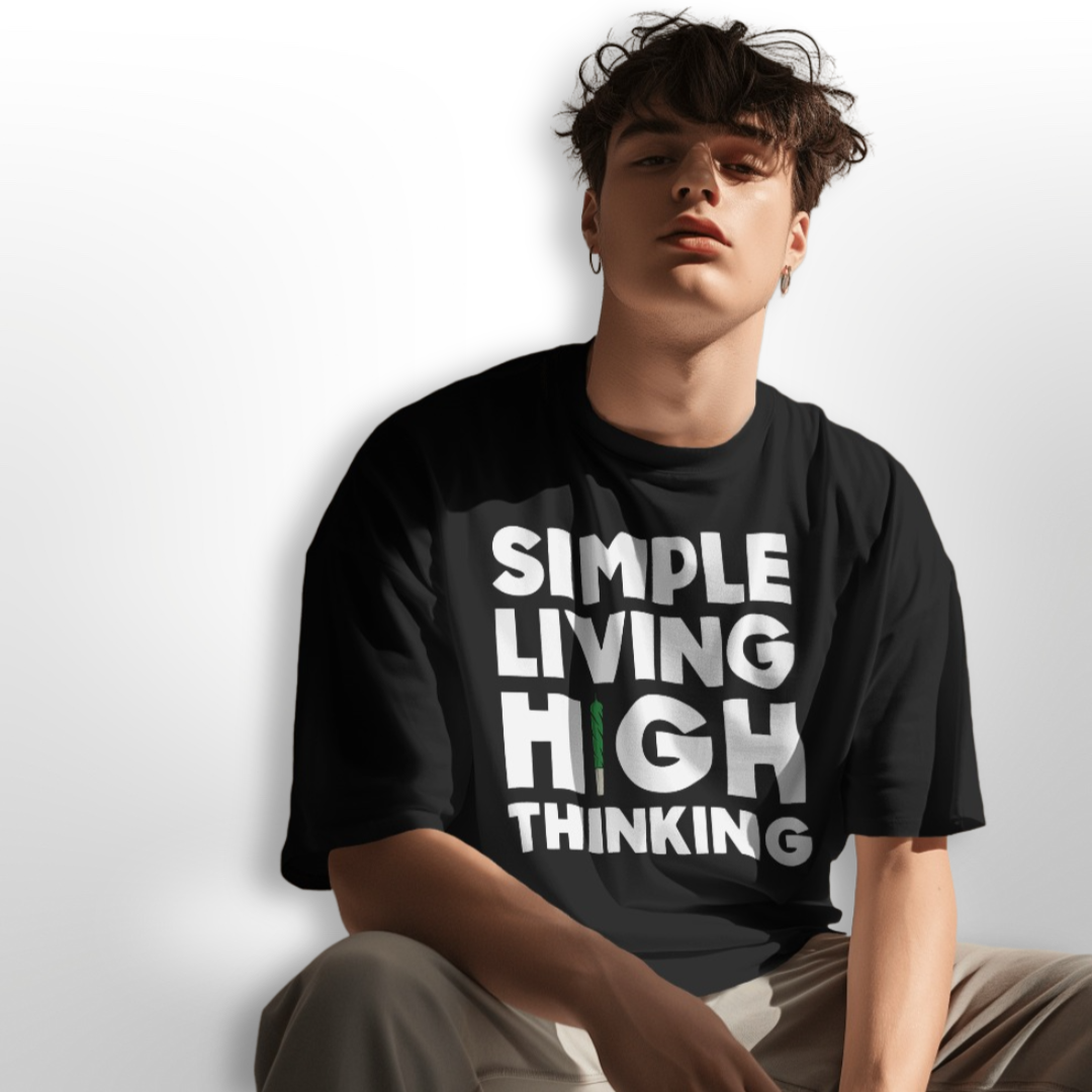 Back side of the white oversized T-shirt, plain and simple design enhancing the minimalist theme.