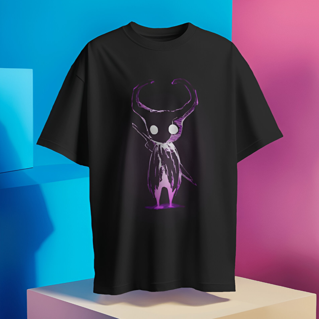 Casual urban scene with a person wearing the 'Little Demon' T-shirt at a local café, exuding a cool, relaxed vibe.