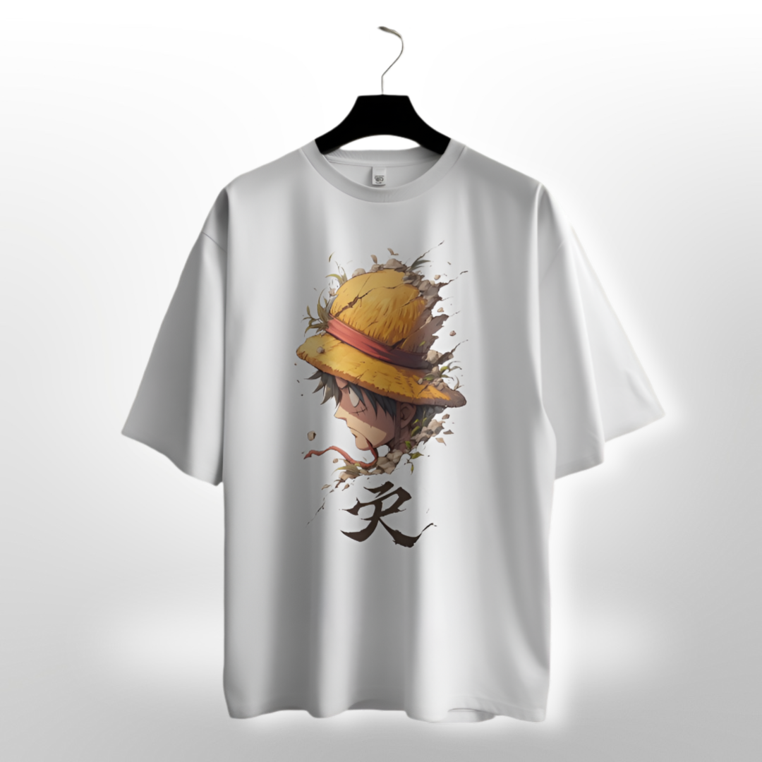 Back view of the bright blue oversized T-shirt, simple and unadorned to highlight the front design.