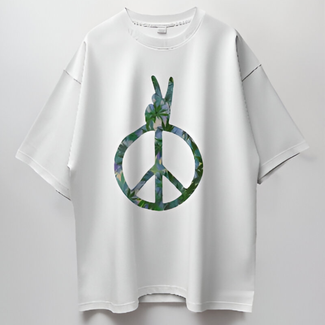 Back side of the forest green oversized T-shirt, showcasing a clean design to highlight the impactful front graphic.