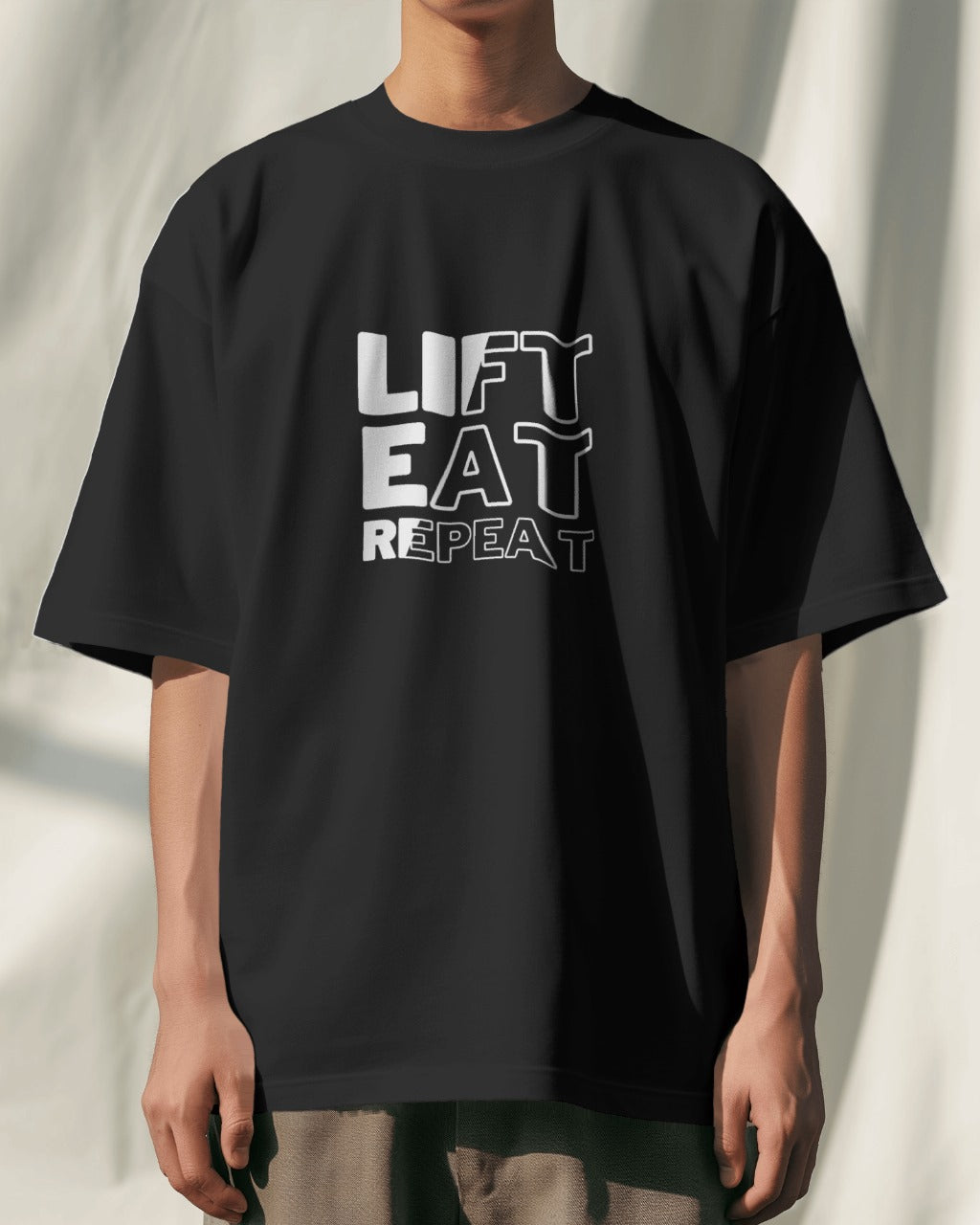 LIFT EAT REPEAT Design Gym Motivation Oversized Tshirt