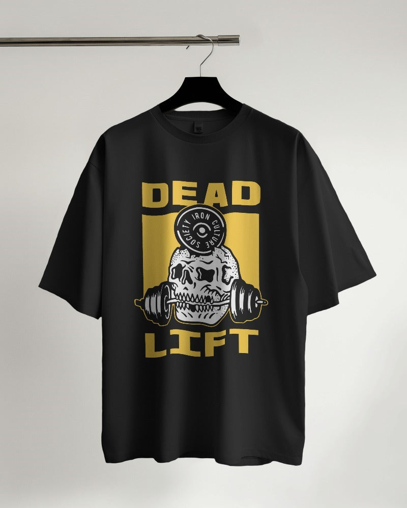 Dead Lift Skull Gym Motivation Oversized Tshirt (Unisex)