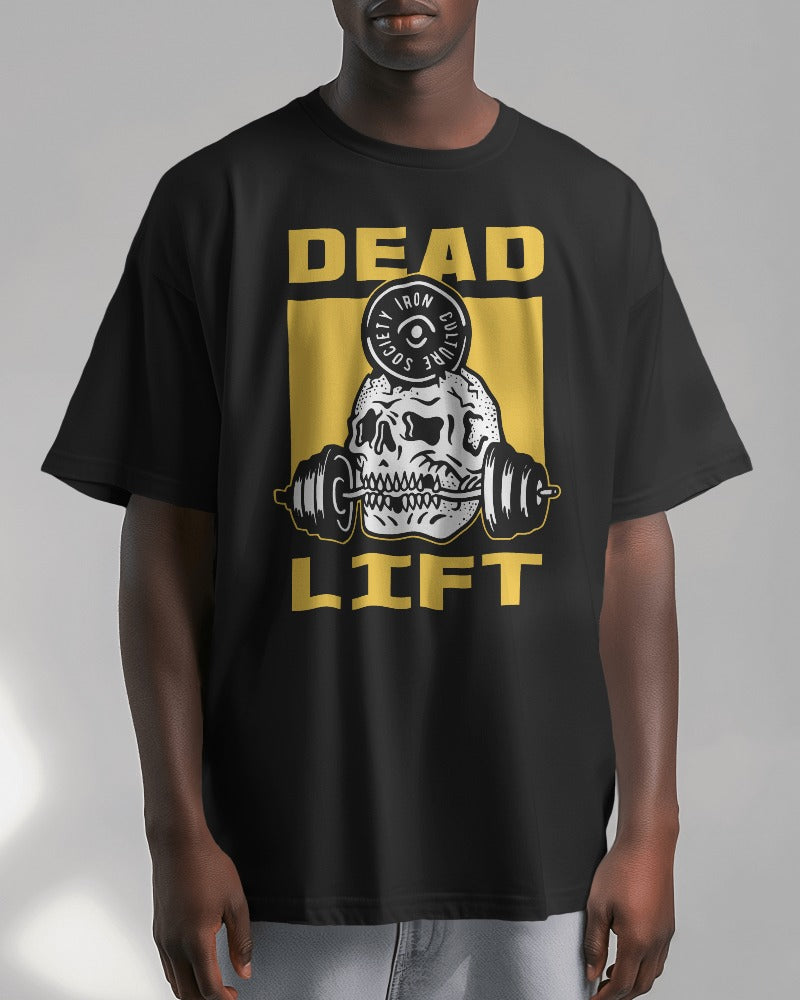 Dead Lift Skull Gym Motivation Oversized Tshirt (Unisex)