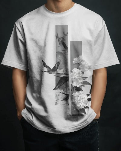 Flying Bird Japanese style design Premium Quality Oversized Tshirt