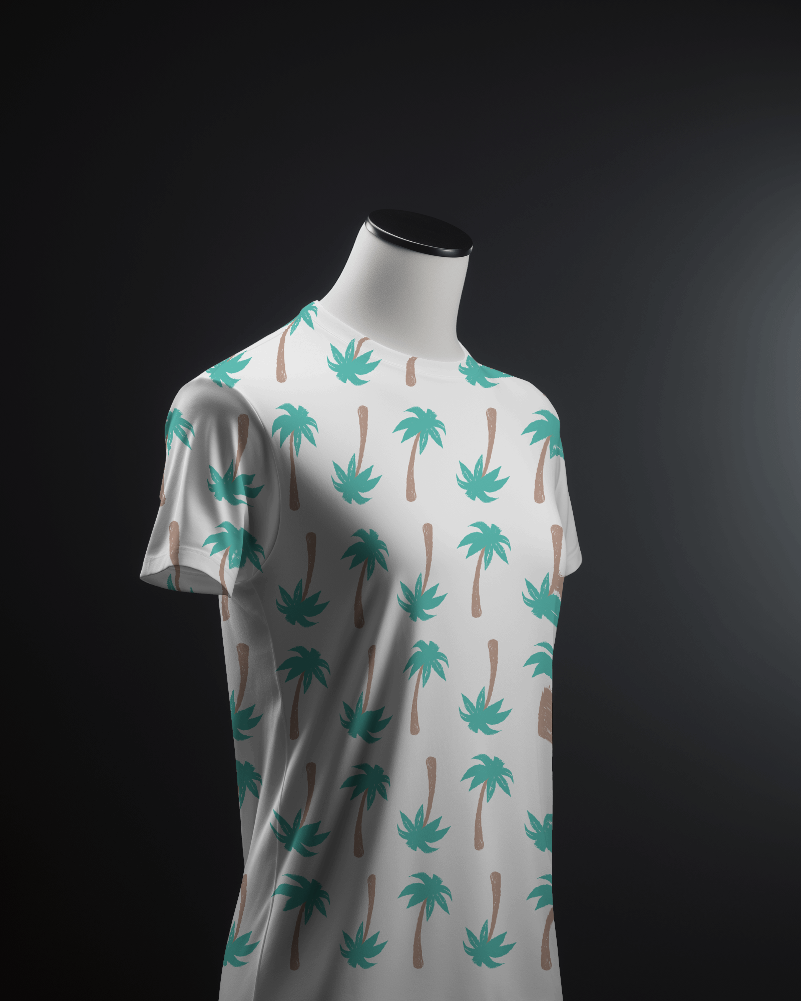 Tropical Elegance - Repeated Coconut Tree Design Oversized T-Shirt