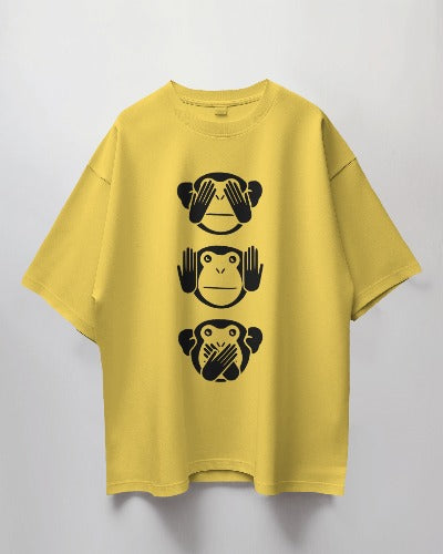 Three Monkey Designed Oversized Premium Quality Unisex Tshirt