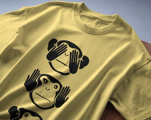 Three Monkey Designed Oversized Premium Quality Unisex Tshirt