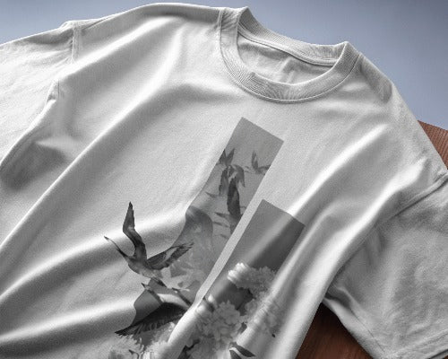 Flying Bird Japanese style design Premium Quality Oversized Tshirt