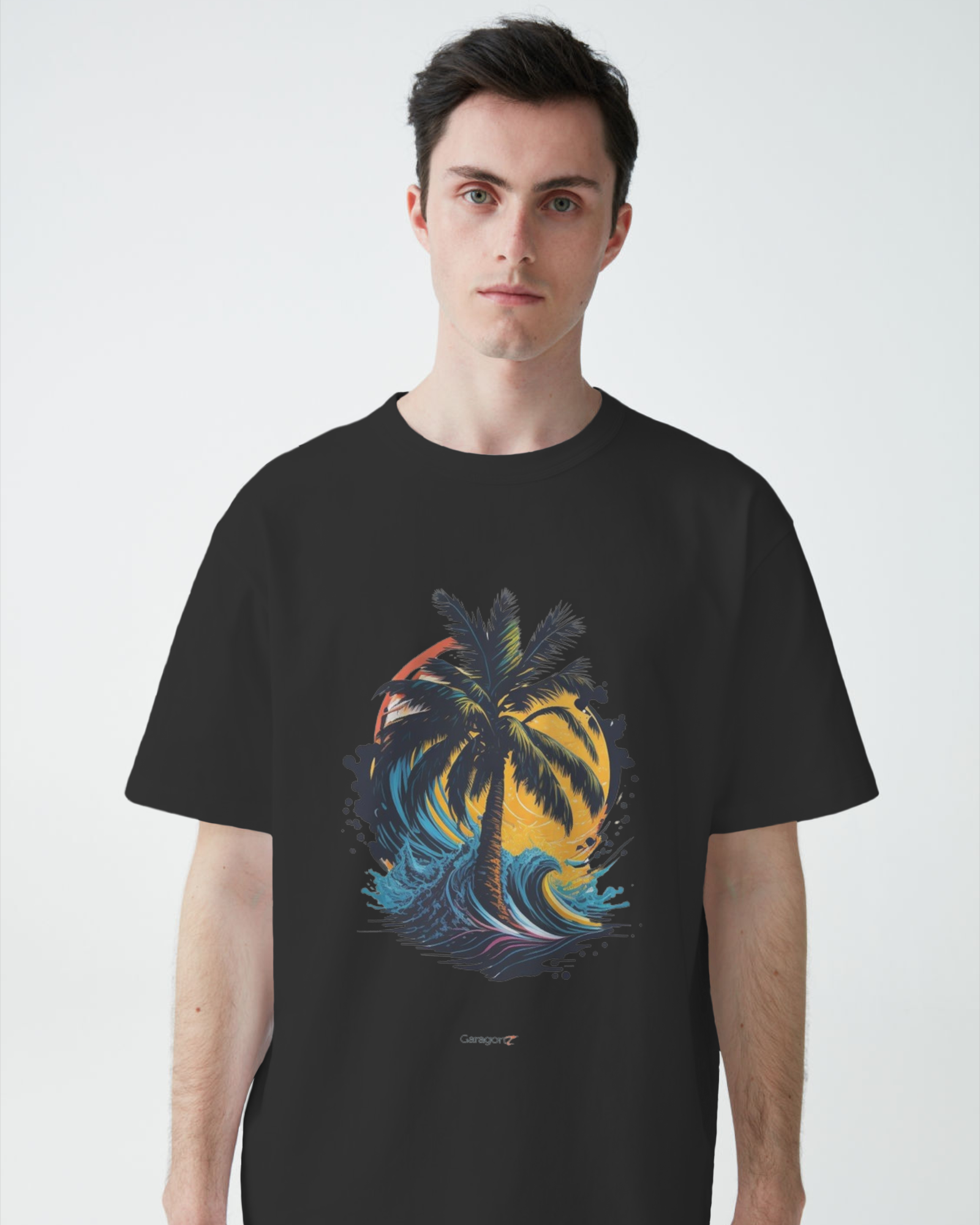 Sunset Serenity - Beachside Coconut Tree Silhouette T-Shirt