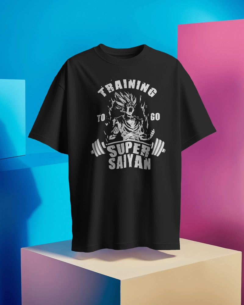 Training to go Super Saiyan Gym Motivation Oversized Tshirt(Unisex)