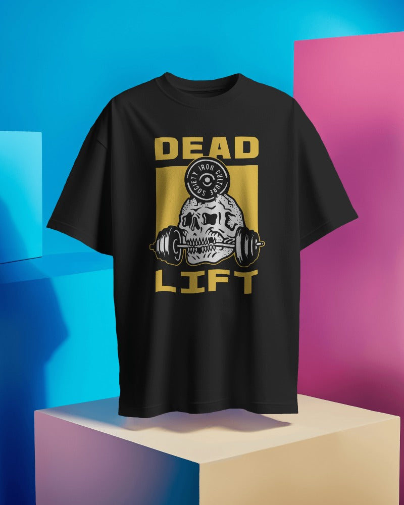 Dead Lift Skull Gym Motivation Oversized Tshirt (Unisex)