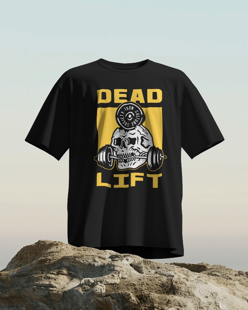 Dead Lift Skull Gym Motivation Oversized Tshirt (Unisex)