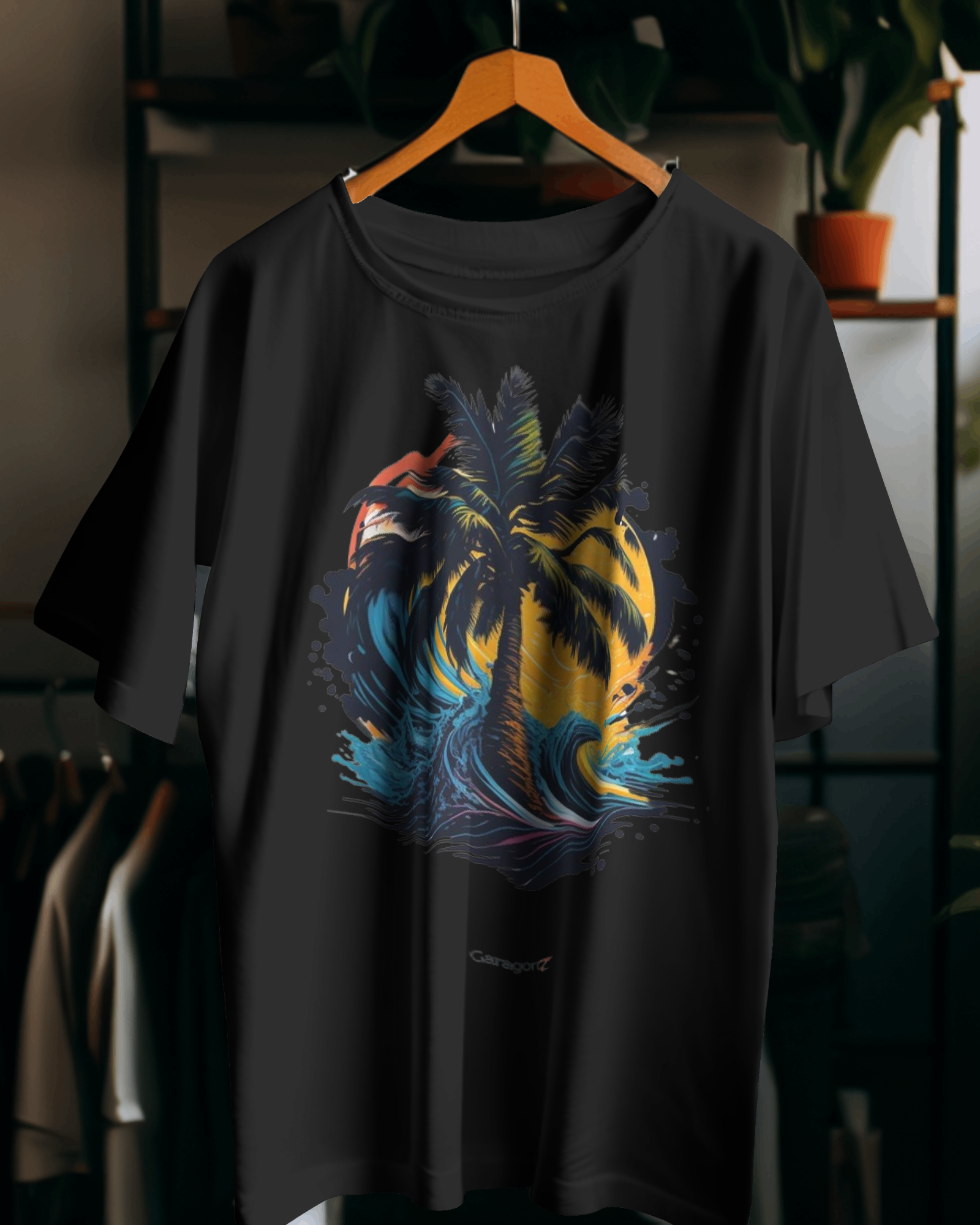 Sunset Serenity - Beachside Coconut Tree Silhouette T-Shirt